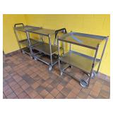Lot of 3 Stainless Steel Rolling Carts