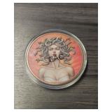 5oz Colorized Copper Medusa Round in Capsule