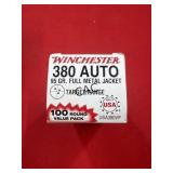 100rds Winchester 380Auto 95gr FMJ