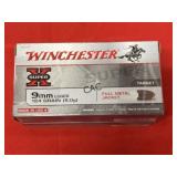 50rds Winchester 9mm 124gr FMJ