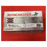 50rds Winchester 9mm 124gr FMJ