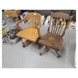 Lot of 2 Vintage Wooden Office Chairs