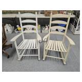 Lot of 2 Wooden Outdoor Rocking Chairs