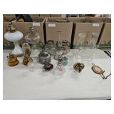 Box Lot of Assorted Vintage Oil Lamps