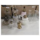 Box Lot of Assorted Vintage Oil Lamps