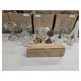Box Lot of Assorted Vintage Oil Lamps