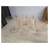 Set of 5 Pink Depression 4"  Juice Glasses