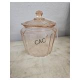 Vintage Pink Depression Cookie Jar w/Lid