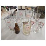 Box Lot of Assorted Budweiser Glasses and Pitcher