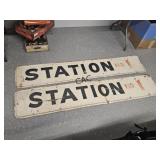 Lot of 2 Station #1 Metal Signs