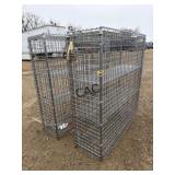 Lot of 2 Enclosed Metal Wire Shelving Units