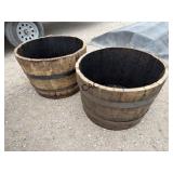 Lot of 2 Whiskey Barrel Planters