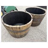 Lot of 2 Whiskey Barrel Planters