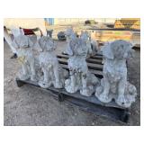 Lot of 4 Retriever Concrete Molded Yard Art