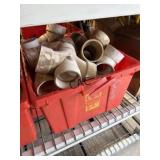 Tote of Assorted Plumbing PVC Fittings