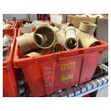 Tote of Assorted Plumbing PVC Fittings