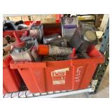 Tote of Assorted Plumbing Supplies