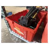 Tote of Extension Cords and Air Pumps