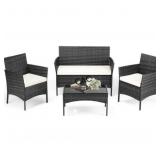 NEW 4pc Patio Furniture Set: Wicker BLACK