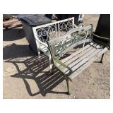 Lot of 2 Vintage Benches & Trash Can