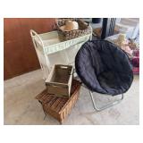 Lot of Assorted Decor, Chair and Storage Rack