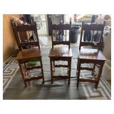 Lot of 3 Wooden Barstools