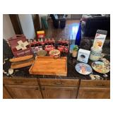Box Lot of Assorted Tins, Coke Bottles and Decor