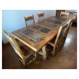 Heavy Duty Wood/Tile Table with 6 Highboy Chairs