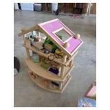 Wooden Playhouse with Contents