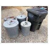 Lot of Assorted Size Trash Cans