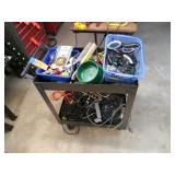 Metal rolling cart and contents