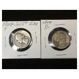 2-90% Silver Washington quarters. 1942, & 1944-D.