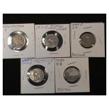 1 Old and 4 new Buffalo nickels