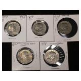 5-Susan B Anthony dollar coins