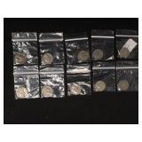 10 Washington quarters, various dates