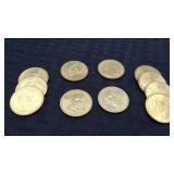 7 Gold Colored Presidential Dollar Coins.