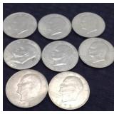 8 Eisenhower Dollar Coins..