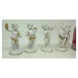 Vintage 4 piece set white with gold trim figures.