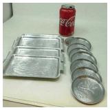 8 Aluminum coasters,  4 aluminum trays.