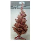 Pink lighted Christmas tree,  25" tall,