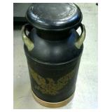 Vintage 10 gallon milk can, painted.