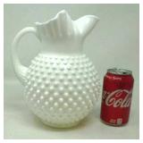 Fenton white milk glass hobnail ruffled edge pitch