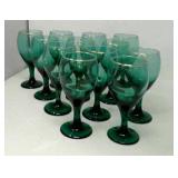 12 Vintage Juniper green teardrop wine goblets