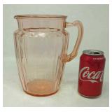 Pink glass, possibly depression,  pitcher.