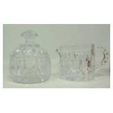 Crystal cream and sugar set.