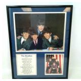 Framed Beatles collage, approximately 11x14.