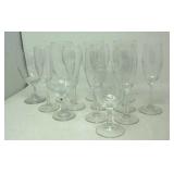 13 Pieces of crystal and glass stemware.