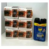 6 Solar wall mount lamps, new Raid spray,