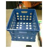 Plastic crate with USB adapter, calculator,