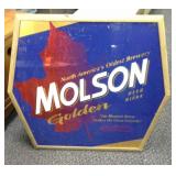 Molson Beer hanging sign, approximately 33x37.